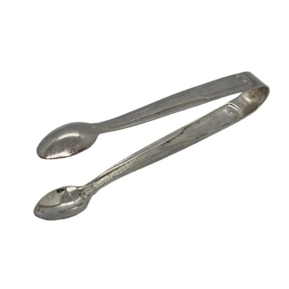 Vintage K&Y Korea Silver Plate 4.5" Sugar Tongs Midcentury Style Christmas Gift - Picture 2 of 11